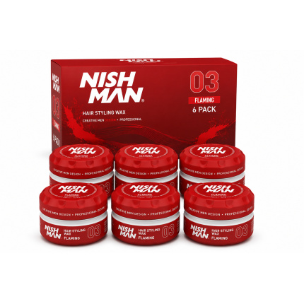 Nishman 03 Flaming Hair Styling Wax – 6-Pack – Professionele Styling Wax