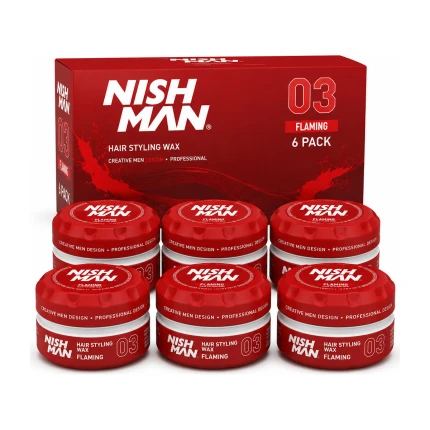Nishman 03 Flaming Hair Styling Wax – 6-Pack – Professionele Styling Wax