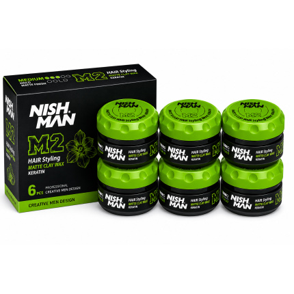 Nish Man M2 Matte Clay Hair Styling Wax Keratin – 6 x 100 ml