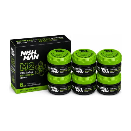 Nish Man M2 Matte Clay Hair Styling Wax Keratin – 6 x 100 ml