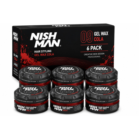 Nishman 09 Gel Wax Cola – Hair Styling Gel Wax – Professionele Haarwax – 6 Pack