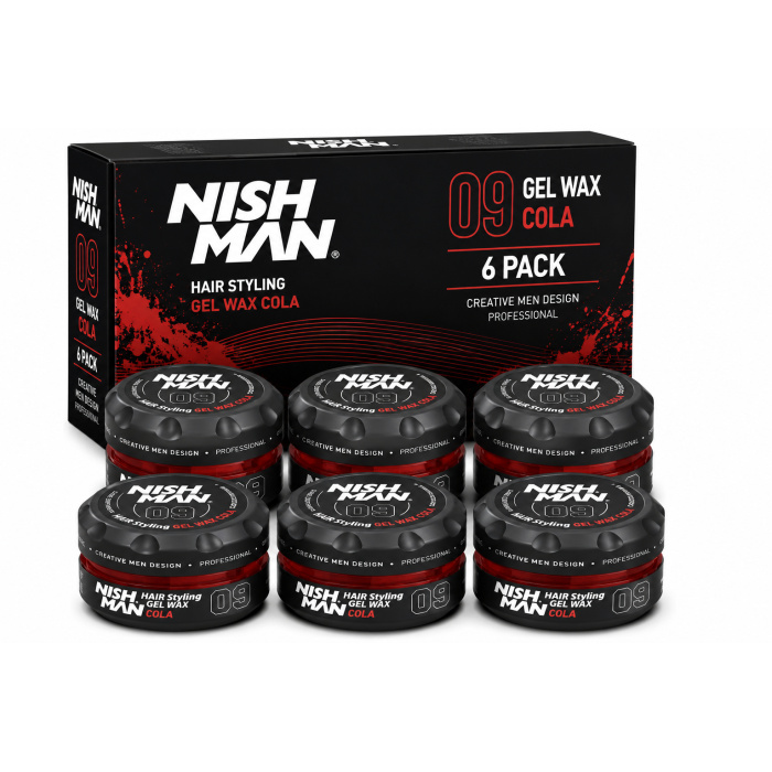 Ontdek Nishman 09 Gel Wax Cola voor professionele haarstyling en optimale controle. Deze gel wax helpt het haar gemakkelijk te modelleren en zorgt voor een verzorgde, moderne en goed gedefinieerde look. Geschikt voor verschillende haarstijlen en ideaal voor zowel professioneel gebruik in barbershops en kapsalons als voor dagelijkse styling thuis. Verkrijgbaar als praktische 6-pack bij flaka.be.