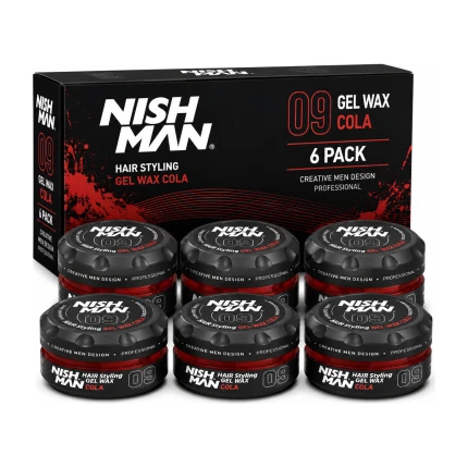 Nishman 09 Gel Wax Cola – Hair Styling Gel Wax – Professionele Haarwax – 6 Pack