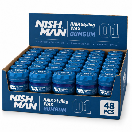 Nish Man Hair Styling Wax GumGum 01 – Kapper Pro Pakket – 48 Stuks