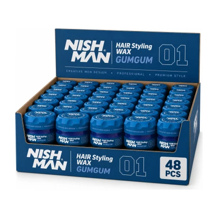 Nish Man Hair Styling Wax GumGum 01 – Kapper Pro Pakket – 48 Stuks