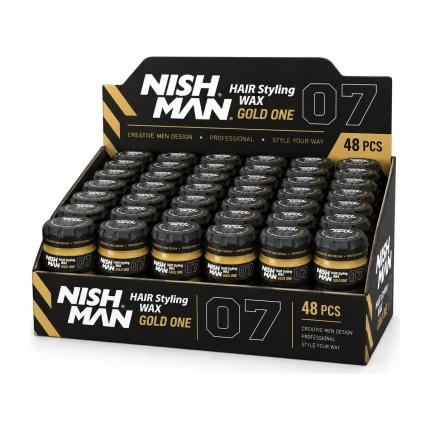 Nish Man Hair Styling Wax Gold One No.07 – Kapper Pro Pakket – 48 x 150 ml