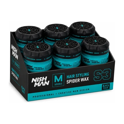 Nishman S3 Spider Wax 150 ml – 6 Stuks – Sterke Hold & Flexibele Styling voor Professioneel
