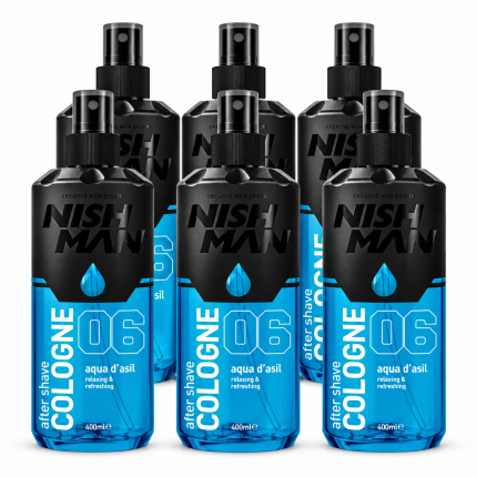 Nish Man After Shave Cologne No.06 Aqua D’Asil – Voordeelverpakking 6 x 400 ml