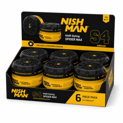 Nishman S4 Argan Spider Wax 150 ml – 6 Stuks Voordeelverpakking – Professionele Styling Wax