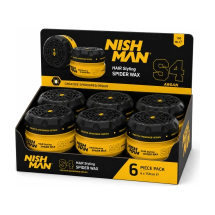 Nishman S4 Argan Spider Wax 150 ml – 6 Stuks Voordeelverpakking – Professionele Styling Wax