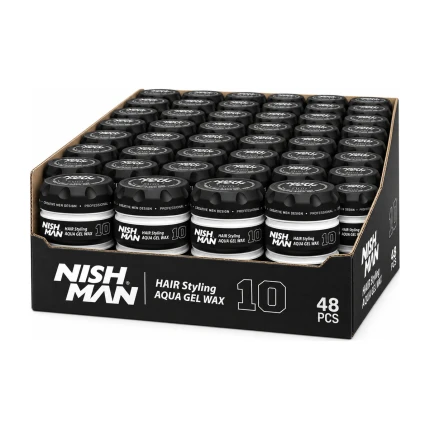 Nish Man Hair Styling Aqua Gel Wax No.10 – Kapper Pro Pakket – 48 x 150 ml