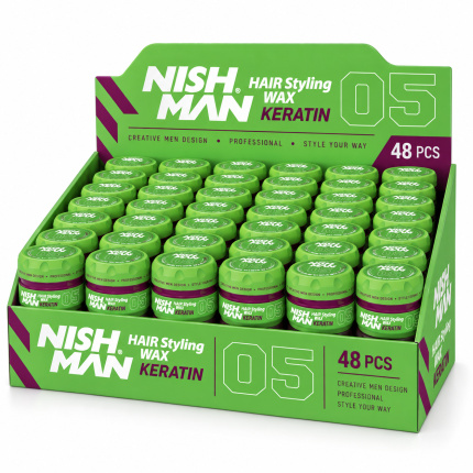Nish Man Hair Styling Wax Keratin No.05 – Kapper Pro Pakket – 48 x 150 ml