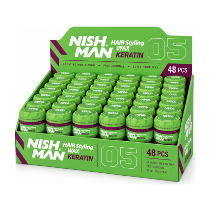 Nish Man Hair Styling Wax Keratin No.05 – Kapper Pro Pakket – 48 x 150 ml