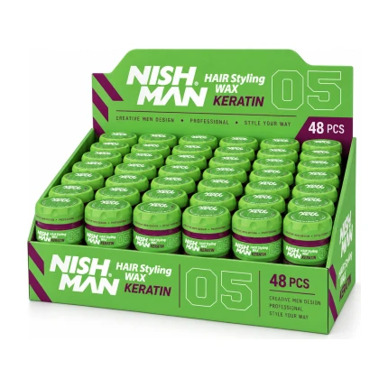 Nish Man Hair Styling Wax Keratin No.05 – Kapper Pro Pakket – 48 x 150 ml