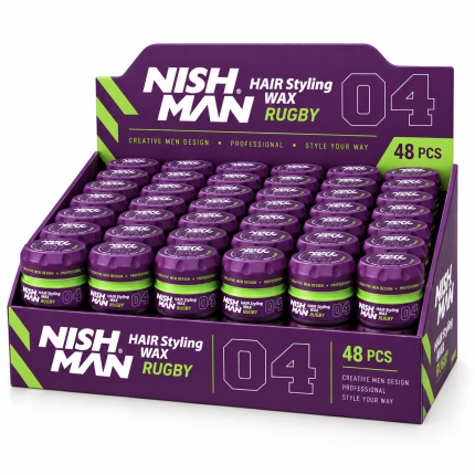 Nish Man Hair Styling Wax Rugby No.04 – Kapper Pro Pakket – 48 x 150 ml