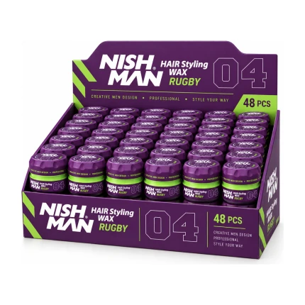 Nish Man Hair Styling Wax Rugby No.04 – Kapper Pro Pakket – 48 x 150 ml