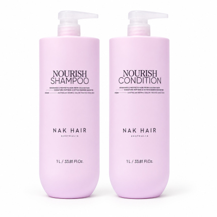 NAK Hair Nourish Jumbo Set 2-Delig – Nourish Shampoo & Conditioner 2 x 1L voor Droog, Gekleurd en Beschadigd Haar
