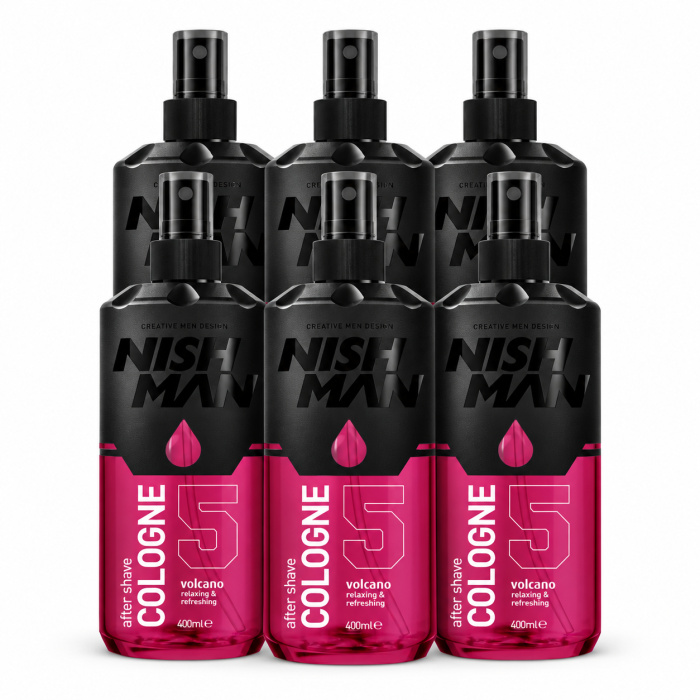Nish Man After Shave Cologne No.05 Volcano 6 x 400 ml is een professionele aftershave cologne voor barbershops, herenkappers, kapsalons en dagelijks thuisgebruik. De Volcano-variant geeft de huid na het scheren een fris en verzorgd gevoel en laat een krachtige, moderne en mannelijke geur achter. Deze professionele voordeelverpakking bestaat uit 6 flessen van 400 ml en is ideaal voor salons waar regelmatig scheerbehandelingen worden uitgevoerd. Nish Man No.05 Volcano kan na het scheren op gezicht en hals worden aangebracht en zorgt voor een frisse en professionele finishing touch. Dankzij de royale inhoud van 400 ml per fles is deze 6-pack bijzonder praktisch voor intensief gebruik in barbershops en herenkapsalons. Een kleine hoeveelheid is voldoende om de pas geschoren huid op te frissen en de behandeling professioneel af te werken. Bij flaka.be vindt u Nish Man professionele barberproducten voor scheren, styling, verzorging en finishing. Wie zoekt naar Nish Man Volcano 400 ml, Nish Man After Shave Cologne No.05, professionele barber cologne, aftershave voor barbershops of een voordeelverpakking van 6 stuks, vindt bij flaka.be een ruim assortiment professionele barberproducten. Bestel Nish Man After Shave Cologne No.05 Volcano 6 x 400 ml bij flaka.be en geef iedere scheerbehandeling een frisse, verzorgde en professionele afwerking.