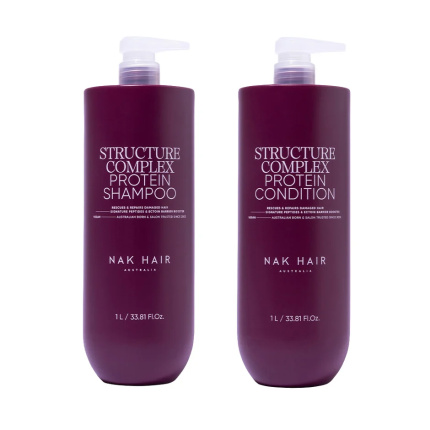 NAK Hair Structure Complex Protein Jumbo Set 2-Delig – Protein Shampoo & Conditioner 2 x 1L voor Beschadigd Haar