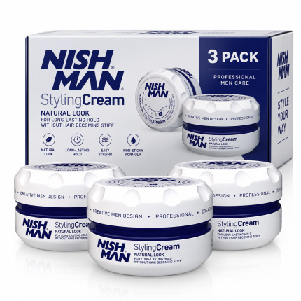 Nishman Styling Cream Natural Look No.5 – 3 x 150 ml – Stylingcrème voor Mannen