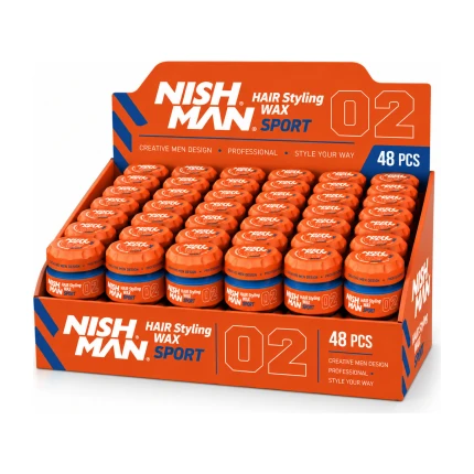 Nish Man Hair Styling Wax Sport No.02 – Kapper Pro Pakket – 48 x 150 ml