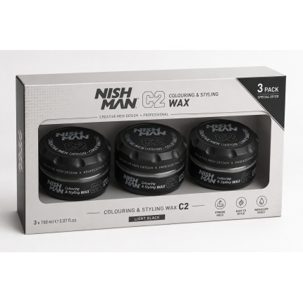 Nishman C2 Colouring & Styling Wax Grey Smoked 150 ml – 3 Stuks