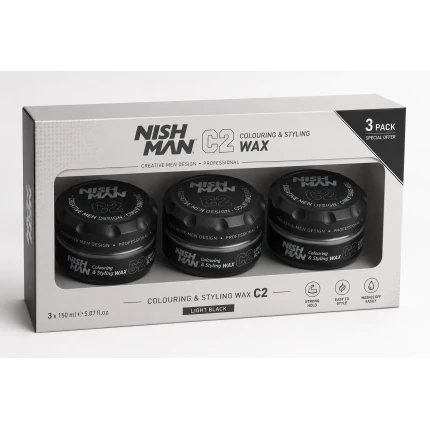 Nishman C2 Colouring & Styling Wax Grey Smoked 150 ml – 3 Stuks