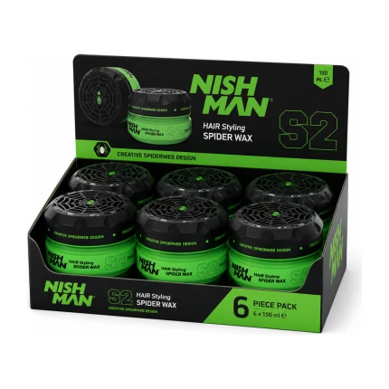 Nishman S2 Spider Wax 150 ml – 6 Stuks Voordeelverpakking – Professionele Styling Wax