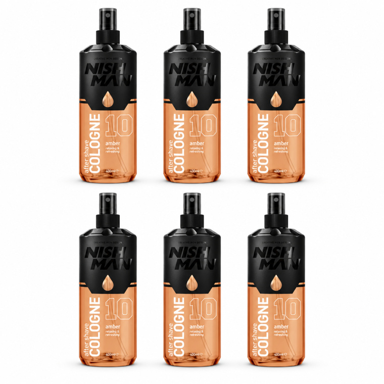 **Titel** **Nish Man After Shave Cologne No.10 Amber – Voordeelverpakking 6 x 400 ml** ### Professionele Gebruiksaanwijzing Nish Man After Shave Cologne No.10 Amber is een professionele aftershave cologne voor gebruik na het scheren. De cologne geeft de huid een fris en verzorgd gevoel en laat een aangename, mannelijke geur achter. Ideaal voor barbershops, kapsalons en dagelijks thuisgebruik. Na het scheren het gezicht en de hals zorgvuldig afspoelen met koud of lauwwarm water. Verwijder alle resten van scheerschuim of scheergel en dep de huid voorzichtig droog met een schone handdoek. Spray een kleine hoeveelheid Nish Man No.10 Amber op de handen of rechtstreeks op de gewenste zones vanaf een korte afstand. Verdeel het product zachtjes over de geschoren huid van gezicht en hals. Laat de cologne vanzelf opdrogen. Afspoelen is niet nodig. Voor professioneel gebruik in een barbershop kan de cologne worden gebruikt als laatste stap van de scheerbehandeling. Een kleine hoeveelheid is voldoende voor een frisse en verzorgde finishing touch. Vermijd contact met de ogen en slijmvliezen. Niet aanbrengen op open wondjes, sterk geïrriteerde of beschadigde huid. Bij contact met de ogen onmiddellijk grondig uitspoelen met water. Alleen voor uitwendig gebruik. Buiten bereik van kinderen bewaren en uit de buurt van direct zonlicht, warmte en ontstekingsbronnen houden. **Inhoud: 6 x 400 ml** ### EAN-13 **2001234567916** Dit is een technisch geldige EAN-13 met correcte controlecode, maar **geen officieel door GS1 aan Nish Man toegewezen GTIN**. Voor Bol.com of andere marketplaces is een officieel geregistreerde EAN aanbevolen. ### Slug `nish-man-after-shave-cologne-no-10-amber-6x400ml` ### Google Description Nish Man After Shave Cologne No.10 Amber 6 x 400 ml is een professionele aftershave cologne voor barbershops, kapsalons en dagelijks thuisgebruik. De formule geeft de huid na het scheren een fris en verzorgd gevoel en laat een aangename, moderne en mannelijke geur achter. Deze voordeelverpakking bevat **6 flessen van 400 ml** en is bijzonder geschikt voor professioneel gebruik in barbershops en salons. Nish Man No.10 Amber vormt een perfecte finishing touch na een scheerbehandeling en zorgt voor een frisse en verzorgde uitstraling. De cologne kan na het scheren eenvoudig worden aangebracht op gezicht en hals. Een kleine hoeveelheid is voldoende om de huid op te frissen en de behandeling professioneel af te werken. Bij **flaka.be** vindt u Nish Man professionele barberproducten voor scheren, styling, verzorging en finishing. Nish Man After Shave Cologne No.10 Amber is geschikt voor wie zoekt naar een professionele barber cologne, aftershave voor kapsalons, Nish Man Amber 400 ml of een voordelige professionele verpakking van 6 stuks. Bestel **Nish Man After Shave Cologne No.10 Amber 6 x 400 ml bij flaka.be** voor een frisse en professionele finishing touch na iedere scheerbehandeling.