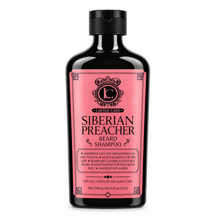 LAVISH CARE SIBERIAN PREACHER BEARD SHAMPOO – 300 ML PRODUCTBESCHRIJVING Lavish Care Siberian Preacher Beard Shampoo 300 ml is een professionele baardshampoo die speciaal ontwikkeld is voor het reinigen en verzorgen van baardharen en de onderliggende huid, met bijzondere aandacht voor een droge huid. Een goed verzorgde baard begint bij een grondige maar comfortabele reiniging. Gedurende de dag verzamelen zich vuil, overtollig talg, stof en resten van baardolie of stylingproducten tussen de baardharen. Lavish Care Siberian Preacher Beard Shampoo helpt deze onzuiverheden te verwijderen en ondersteunt een frisse, schone en verzorgde baard. Deze baardshampoo is bijzonder interessant voor mannen die last hebben van een droog of trekkerig huidgevoel onder hun baard. Een aangepaste reinigingsroutine kan helpen om de baard comfortabeler te laten aanvoelen en de haren gemakkelijker te verzorgen. Of je nu een korte stoppelbaard, een volle baard of een lange baard hebt, deze shampoo vormt een uitstekende basis voor je dagelijkse groomingroutine. Bij Flaka.be ontdek je professionele baardshampoos, baardoliën, baardbalsems en barberproducten voor een complete baardverzorging. BELANGRIJKSTE VOORDELEN Grondige baardreiniging: helpt vuil, overtollig talg en productresten te verwijderen. Ontwikkeld voor de droge huid: afgestemd op de verzorging van baardharen en de onderliggende huid. Fris en schoon gevoel: laat de baard na het wassen verzorgd aanvoelen. Betere voorbereiding op baardverzorging: ideaal vóór het aanbrengen van baardolie of baardbalsem. Voor verschillende baardlengtes: geschikt voor korte, middellange en volle baarden. Professioneel gebruik: geschikt voor thuis en in barbershops. Praktische verpakking: flacon van 300 ml. VOOR WELK BAARDTYPE IS DEZE SHAMPOO GESCHIKT? Lavish Care Siberian Preacher Beard Shampoo is vooral bedoeld voor mannen die hun baard regelmatig willen reinigen en tegelijkertijd rekening willen houden met een droge onderliggende huid. De shampoo kan worden opgenomen in de verzorgingsroutine bij stugge, droge of moeilijk handelbare baardharen. Na het wassen kan een geschikte baardolie of baardbalsem helpen om de baard verder te verzorgen. PROFESSIONELE GEBRUIKSAANWIJZING STAP 1 – MAAK DE BAARD NAT Maak de baard volledig nat met lauwwarm water. Zorg ervoor dat het water ook de huid onder de baard bereikt. Gebruik bij voorkeur geen zeer heet water, omdat dit een droge huid oncomfortabeler kan laten aanvoelen. STAP 2 – DOSEER DE BAARDSHAMPOO Neem een kleine hoeveelheid Lavish Care Siberian Preacher Beard Shampoo in de handpalm. Pas de hoeveelheid aan de lengte en dichtheid van de baard aan. STAP 3 – MASSEER VOORZICHTIG IN Verdeel de shampoo gelijkmatig over de natte baard. Masseer met de vingertoppen zachtjes door de baardharen tot aan de onderliggende huid. Besteed extra aandacht aan de kin, kaaklijn en hals, waar vuil en productresten zich kunnen ophopen. STAP 4 – REINIG ZORGVULDIG Blijf kort en voorzichtig masseren om vuil, overtollig talg en resten van verzorgingsproducten los te maken. Vermijd krachtig krabben met de nagels, vooral wanneer de huid onder de baard droog of gevoelig is. STAP 5 – SPOEL GRONDIG UIT Spoel de baard volledig uit met lauwwarm water totdat alle shampooresten verwijderd zijn. STAP 6 – DROOG DE BAARD Dep de baard voorzichtig droog met een schone handdoek. Vermijd hard wrijven om onnodige wrijving te beperken. STAP 7 – WERK DE VERZORGING AF Breng indien gewenst een kleine hoeveelheid baardolie of baardbalsem aan en verdeel met een baardkam of baardborstel. Professionele tip van Flaka.be: Was een droge baard niet vaker dan nodig. De ideale wasfrequentie hangt af van je huidtype, baardlengte en dagelijkse activiteiten. Gebruik na het wassen een passende verzorging om de baard soepel te houden. PROFESSIONELE TOEPASSING IN DE BARBERSHOP Lavish Care Siberian Preacher Beard Shampoo kan worden gebruikt als voorbereidende reinigingsstap vóór een professionele baardtrimbeurt. Reinig de baard zorgvuldig, spoel alle productresten uit en droog de haren voordat je begint met trimmen of modelleren. Werk de behandeling af met een geschikte baardolie of baardbalsem voor een verzorgde uitstraling. VOORZORGSMAATREGELEN Uitsluitend voor uitwendig gebruik. Vermijd contact met de ogen. Bij contact met de ogen onmiddellijk grondig uitspoelen met water. Niet gebruiken op beschadigde of sterk geïrriteerde huid. Stop het gebruik bij irritatie of een allergische reactie. Buiten bereik van kinderen bewaren. Bewaar goed afgesloten op een koele, droge plaats, beschermd tegen direct zonlicht. INGREDIËNTEN  AQUA / WATER / EAU, SODIUM LAURETH SULFATE, COCAMIDOPROPYL BETAINE, SODIUM CHLORIDE, DISODIUM COCOAMPHODIACETATE, DISODIUM LAURETH SULFOSUCCINATE, GLYCERIN, GLYCOLIC ACID, SODIUM HYDROXIDE, PRUNUS AMYGDALUS DULCIS (SWEET ALMOND) OIL, EUCALYPTUS GLOBULUS LEAF OIL, PARFUM, SALICYLIC ACID, ACRYLATES/C10-30 ALKYL ACRYLATE CROSSPOLYMER, PEG-7 GLYCERYL COCOATE, GUAR HYDROXYPROPYLTRIMONIUM CHLORIDE, PIROCTONE OLAMINE, STYRENE/ACRYLATES COPOLYMER, DIMETHICONE, CETRIMONIUM CHLORIDE, POLYQUATERNIUM-7, DISODIUM EDTA, LAURETH-4, LAURETH-23, CITRIC ACID, BENZYL ALCOHOL, METHYLCHLOROISOTHIAZOLINONE, METHYLISOTHIAZOLINONE.