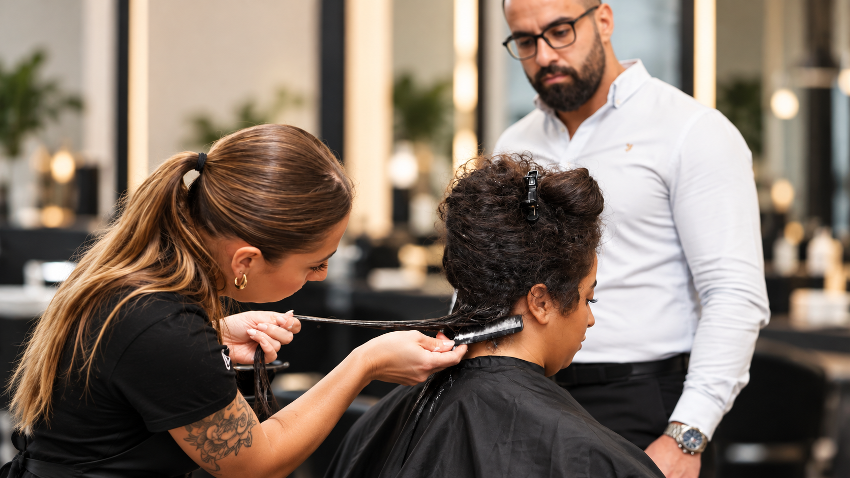 Haartraining in een moderne salonsfeer
