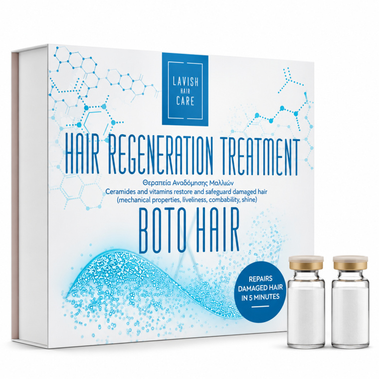 Lavish Hair Care Boto Hair – Hair Regeneration Treatment Professionele haarherstellende behandeling met ceramiden en vitaminen Lavish Hair Care Boto Hair – Hair Regeneration Treatment is een intensieve haarverzorgingsbehandeling die ontwikkeld is voor beschadigd, droog, poreus en chemisch behandeld haar. Volgens de productverpakking bevat de behandeling ceramiden en vitaminen, bedoeld om de conditie van beschadigde haarvezels te ondersteunen en het haar beter handelbaar, soepeler en glanzender te laten aanvoelen. De verpakking vermeldt een behandeltijd van 5 minuten. Boto Hair is daarmee gepositioneerd als een snelle, professionele verzorgingsbehandeling voor kapsalons en klanten die hun haar extra aandacht willen geven. Het product richt zich op vier belangrijke aspecten van haarverzorging: zachtheid, doorkambaarheid, levendigheid en glans. Belangrijkste voordelen - Intensieve verzorging: ontwikkeld voor haar dat beschadigd of verzwakt aanvoelt. - Met ceramiden en vitaminen: ingrediënten die worden toegepast in verzorgingsformules voor beschadigd haar. - Betere doorkambaarheid: helpt het haar gemakkelijker te ontwarren en te verzorgen. - Meer soepelheid: ondersteunt een zachter en minder stug haargevoel. - Glanzende uitstraling: helpt dof haar er verzorgder uit te laten zien. - Snelle behandeling: de verpakking vermeldt een behandeltijd van 5 minuten. - Professionele salonverzorging: geschikt als aanvullende verzorgingsstap, mits toegepast volgens de fabrikantinstructies. Voor welke haartypes? Boto Hair is vooral interessant voor droog, poreus, dof en beschadigd haar, bijvoorbeeld na veelvuldig gebruik van warmteapparaten, kleuren of ontkleuren. Belangrijk: Haarbotox is een cosmetische benaming. Het betekent niet dat het product botulinetoxine bevat of beschadigd haar biologisch kan herstellen. Het zichtbare effect van dergelijke behandelingen is doorgaans cosmetisch en verzorgend. Professionele gebruiksaanwijzing – volgens de fabrikant De officiële gebruiksinstructies zijn uitgebreider dan de korte tekst op de voorkant van de verpakking. Het product wordt vóór het aanbrengen met koud water gemengd en de fabrikant beschrijft een behandeling met warmte en een stijltang. Lavish Care Stap 1 – Was het haar Was het haar met een geschikte shampoo om vuil, talg en productresten te verwijderen. Spoel grondig uit. Stap 2 – Bereid de ampul voor Verwarm de gesloten ampul indien nodig voorzichtig met een föhn zodat de inhoud homogeen en beter doseerbaar wordt. Gebruik geen open vuur. Stap 3 – Maak de juiste mengverhouding De fabrikant beschrijft drie toepassingen: Behandeling Boto Hair Koud water Totaal Standaard reconstructie 5 ml 35 ml 40 ml Intensieve reconstructie 20 ml 20 ml 40 ml Na een chemische behandeling 5 ml 25 ml 30 ml Meng de afgemeten hoeveelheid product met koud water totdat een zachte, romige emulsie ontstaat. Laat het mengsel minstens afkoelen tot kamertemperatuur voordat je het op het haar aanbrengt. Stap 4 – Breng aan Verdeel het mengsel met de handen of een professionele kwast over het haar, vanaf ongeveer 1 cm van de haaraanzet tot aan de punten. Kam het haar voorzichtig door met een fijne kam om het product gelijkmatig te verdelen en overtollig product te verwijderen. Stap 5 – Inwerktijd Laat het product volgens de uitgebreide fabrikantinstructie 15 minuten onder een geschikt warmteapparaat inwerken. Let op: de voorkant van de verpakking vermeldt 5 minuten, terwijl de uitgebreide gebruiksinstructie 15 minuten met warmte voorschrijft. Voor een professionele behandeling is het belangrijk om de actuele instructies van de fabrikant en de specifieke verpakking te volgen. Stap 6 – Gedeeltelijk uitspoelen Spoel volgens de fabrikant ongeveer de helft van de aangebrachte crème uit met koel water, gedurende ongeveer 10 seconden. Stap 7 – Föhnen Föhn het haar zorgvuldig droog met behulp van een borstel. Stap 8 – Afwerken met een stijltang De fabrikant beschrijft de volgende temperaturen: - Fijn haar: ongeveer 180 °C. - Dik, natuurlijk haar: maximaal ongeveer 210 °C. - Na chemische behandelingen: de fabrikant noemt 180 °C. Belangrijk: dit zijn fabrikantinstructies, geen garantie dat deze temperaturen voor ieder haar veilig zijn. Bij sterk ontkleurd, elastisch, breekbaar of chemisch beschadigd haar moet de kapper eerst de haarconditie beoordelen. Een lagere temperatuur of het overslaan van de stijltang kan noodzakelijk zijn. Professionele tip van Flaka.be Beoordeel vóór de behandeling altijd de porositeit, elasticiteit en algemene conditie van het haar. Gebruik niet automatisch de meest intensieve mengverhouding bij sterk beschadigd haar. Een professionele haaranalyse helpt om de behandeling af te stemmen op de behoeften van de klant. Actieve ingrediënten en eigenschappen Ingrediënt Cosmetische functie Ceramide NP Ondersteunt de verzorging van de haarvezel en helpt het haar gladder aan te voelen Abyssinian Oil Verzacht het haar en helpt bij de doorkambaarheid en glans Phytantriol Ondersteunt vochtbehoud en haarverzorging Panthenol (provitamine B5) Helpt het haar te verzorgen en soepeler te maken Niacinamide (vitamine B3) Verzorgend ingrediënt in de formule Tocopheryl Acetate (vitamine E) Antioxidatief verzorgingsingrediënt C13-15 Alkane Helpt een licht, glad en verzorgd haargevoel te creëren Volledige ingrediëntenlijst (INCI) ISOPROPYL ALCOHOL, CETYL ALCOHOL, BEHENTRIMONIUM CHLORIDE, CYCLOPENTASILOXANE, PARFUM, NIACINAMIDE, PHYTANTRIOL, PANTHENOL, CRAMBE ABYSSINICA SEED OIL, CERAMIDE NP, C13-15 ALKANE, TOCOPHERYL ACETATE, CITRIC ACID, HEXYL CINNAMAL, ALPHA-ISOMETHYL IONONE, LIMONENE, CITRONELLOL, GERANIOL.