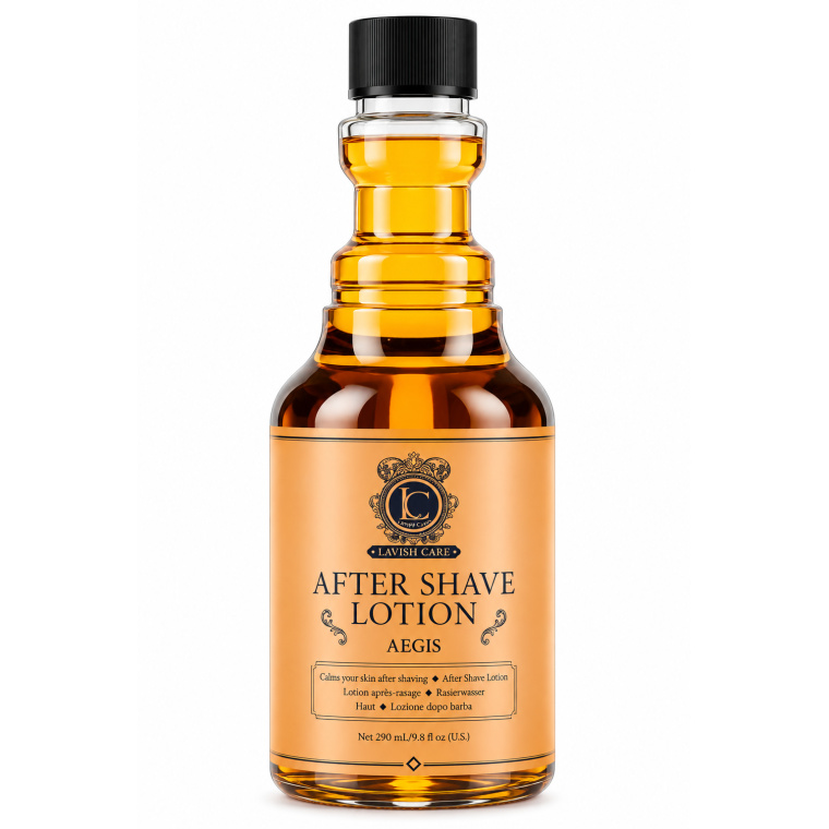 Lavish Care After Shave Lotion Aegis – 290 ml Productbeschrijving Lavish Care After Shave Lotion Aegis 290 ml is een professionele aftershavelotion voor mannen die hun huid na het scheren willen verfrissen en verzorgen. De lotion vormt de ideale afsluiting van een dagelijkse scheerroutine en geeft de huid een aangenaam, verzorgd gevoel. Na het scheren kan de huid tijdelijk gevoelig of trekkerig aanvoelen. Lavish Care Aegis is ontwikkeld om de huid na een scheerbeurt te verzorgen en een fris gevoel te geven. De lotion is geschikt voor gebruik na het scheren van het gezicht, de hals en de baardcontouren. De elegante amberkleurige flacon van 290 ml heeft een klassieke, professionele uitstraling en past uitstekend in een moderne barbershop of dagelijkse verzorgingsroutine thuis. Bij Flaka.be ontdek je professionele aftershaveproducten, scheergels en barberbenodigdheden voor een complete scheerervaring. Belangrijkste voordelen - Verfrissende aftershave: geeft de huid een aangenaam fris gevoel na het scheren. - Verzorging na het scheren: helpt de huid comfortabel aan te voelen. - Professionele afwerking: ideaal als laatste stap van een scheerbehandeling. - Voor gezicht en hals: geschikt voor de gebruikelijke scheerzones. - Praktische inhoud van 290 ml: geschikt voor regelmatig gebruik. - Klassieke barbershopuitstraling: elegante amberkleurige flacon. - Eenvoudig in gebruik: rechtstreeks met de handen aanbrengen. Voor wie is deze aftershave geschikt? Lavish Care After Shave Lotion Aegis is bedoeld voor mannen die hun scheerroutine willen afsluiten met een verfrissende lotion. Het product is geschikt voor zowel een volledige scheerbeurt als het bijwerken van baard- en halscontouren. Voor een gevoelige huid is het verstandig om eerst een kleine hoeveelheid te testen, vooral wanneer de huid snel reageert op parfum of alcoholhoudende verzorgingsproducten. Professionele gebruiksaanwijzing Stap 1 – Reinig de huid na het scheren Spoel het gezicht en de hals na het scheren zorgvuldig af met lauw of koel water om achtergebleven scheergel, schuim en losse haartjes te verwijderen. Stap 2 – Dep de huid droog Gebruik een schone, zachte handdoek en dep de huid voorzichtig droog. Vermijd stevig wrijven, omdat de huid direct na het scheren gevoeliger kan zijn. Stap 3 – Doseer de aftershavelotion Giet een kleine hoeveelheid Lavish Care After Shave Lotion Aegis in de handpalm. Begin met een beperkte hoeveelheid en voeg indien nodig iets meer toe. Stap 4 – Breng gelijkmatig aan Verdeel de lotion voorzichtig over de geschoren delen van het gezicht en de hals. Vermijd de ogen, lippen en beschadigde huid. Stap 5 – Laat de lotion drogen Laat het product op de huid drogen. Uitspoelen is niet nodig. Vermijd hard wrijven of overmatig inmasseren. Stap 6 – Aanvullende huidverzorging Gebruik indien gewenst na het drogen een geschikte hydraterende gezichtscrème, afgestemd op je huidtype. Professionele barbershop-toepassing Lavish Care Aegis kan als afsluitende verzorgingsstap worden gebruikt na het scheren of het afwerken van baardcontouren. Verwijder eerst alle scheerresten, dep de huid droog en breng vervolgens een kleine hoeveelheid aftershavelotion aan. Gebruik bij iedere klant een hygiënische werkwijze en voorkom rechtstreeks contact tussen de flesopening en de huid. Professionele tip van Flaka.be: Breng een aftershavelotion altijd voorzichtig aan op een pas geschoren huid. Bij zichtbare sneetjes, sterke roodheid of irritatie is het beter de beschadigde huid te vermijden. Voorzorgsmaatregelen Uitsluitend voor uitwendig gebruik. Vermijd contact met de ogen en slijmvliezen. Niet aanbrengen op open wondjes, beschadigde of sterk geïrriteerde huid. Stop het gebruik bij aanhoudende irritatie of een allergische reactie. Buiten bereik van kinderen bewaren. Bewaar goed afgesloten, beschermd tegen warmte en direct zonlicht. Controleer de verpakking op eventuele aanvullende waarschuwingen, waaronder ontvlambaarheid. Geurprofiel – Een krachtige, klassieke mannengeur Lavish Care Aegis onderscheidt zich door een uitgesproken, karaktervolle geurcompositie met frisse, kruidige en warme accenten. Topnoten – Fris en kruidig Bergamot, jeneverbes, Siberische den en kruidige accenten. Deze combinatie zorgt voor een frisse, aromatische eerste indruk. Hartnoten – Aromatisch en warm Spar, piment, muskaatsalie en vanille. Deze noten geven het parfum een kruidig, zacht en karaktervol midden. Basisnoten – Diep en mannelijk Patchoeli, leer, witte muskus en mos. Deze geurtonen geven de aftershave zijn warme, klassieke karakter. Ingrediënten (INCI) Alcohol Denat., Aqua, Parfum, Glycerin, PEG-40 Hydrogenated Castor Oil, Panthenol, Allantoin, Benzyl Alcohol, Cinnamyl Alcohol, Citral, Eugenol, Isoeugenol, Coumarin, Geraniol, Benzyl Benzoate, Linalool, Citronellol, Limonene, CI 19140, CI 42051, CI 14720.