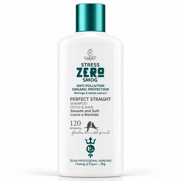 TECNA Stress Zero Smog Perfect Straight Shampoo De TECNA Stress Zero Smog Perfect Straight Shampoo is een professionele shampoo voor haar dat gladder, zachter en beter handelbaar moet worden. De formule is ontwikkeld voor steil, pluizig, weerbarstig en moeilijk te controleren haar en helpt het haar schoon, soepel en verzorgd achter te laten. Volgens de verpakking bevat de shampoo Moringa- en Amla-extracten en maakt hij deel uit van de Stress Zero Smog-lijn met focus op anti-pollution verzorging. Belangrijkste voordelen - Reinigt haar en hoofdhuid op een zachte manier - Helpt het haar gladder en zachter te laten aanvoelen - Ondersteunt een verzorgde, glanzende uitstraling - Helpt pluis en weerbarstigheid beter onder controle te houden - Maakt het haar beter handelbaar - Ideaal als basis voor een gladde styling - Met Moringa- en Amla-extracten - Geschikt voor professioneel salon- en thuisgebruik Voor welk haartype? Bijzonder geschikt voor: - steil haar - pluizig haar - droog en weerbarstig haar - dof haar - haar dat moeilijk glad te stylen is - haar dat extra zachtheid en controle nodig heeft Gebruiksaanwijzing Maak het haar volledig nat. Breng een passende hoeveelheid TECNA Perfect Straight Shampoo aan op de hoofdhuid en lengtes. Masseer zachtjes in tot het product goed verdeeld is. Spoel grondig uit met lauwwarm water. Herhaal indien nodig. Voor het beste resultaat combineer je de shampoo met een bijpassende conditioner of treatment uit de TECNA Stress Zero Smog-lijn. Professionele tip Gebruik de shampoo als eerste stap van een gladmakende verzorgingsroutine. Voor droog of pluizig haar is het aan te raden om na het wassen altijd een voedende conditioner of treatment te gebruiken. Föhn het haar vervolgens met een borstel voor een extra gladde en gepolijste finish. Resultaat Na gebruik voelt het haar: - schoon - zachter - gladder - soepeler - beter handelbaar - verzorgd en glanzend Premium webshoptekst TECNA Stress Zero Smog Perfect Straight Shampoo is een professionele shampoo voor klanten die streven naar gladder, zachter en beter handelbaar haar. De formule helpt het haar te reinigen en te verzorgen zonder het zwaar te maken en is ideaal voor een elegante, gladde salonfinish. Professionele haarverzorging voor een zachte, gladde en verzorgde uitstraling. Verkrijgbaar bij Flaka.be.