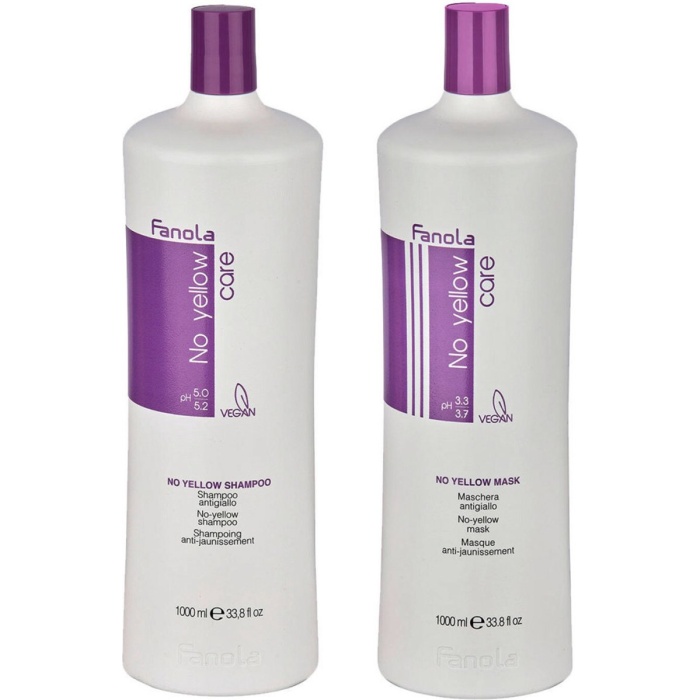 Fanola No Yellow Shampoo 1000 ml + Masker 1000 ml – voordeelset