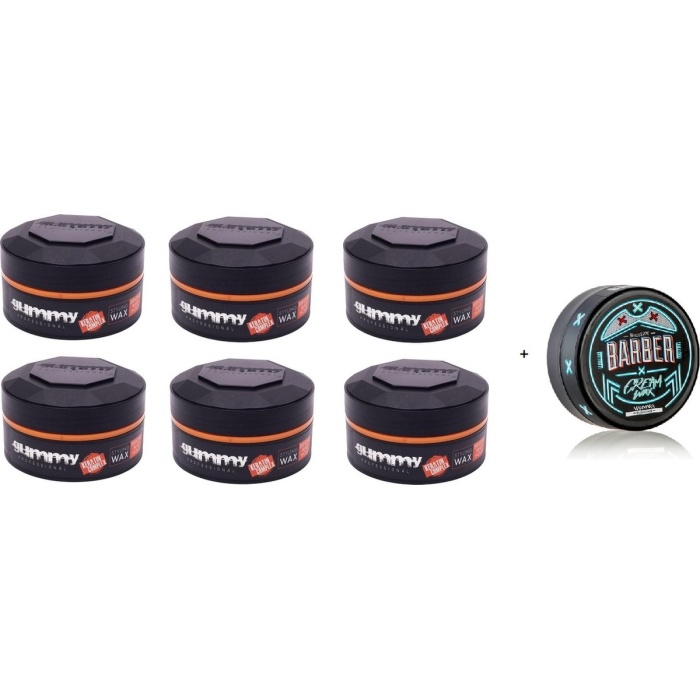 Gummy Styling Wax Bright Finish 6 x 150 ml + gratis Marmara Barber Wax