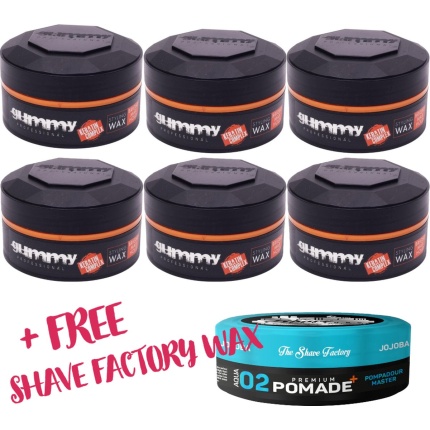 Gummy Styling Wax Bright Finish 6 x 150 ml + gratis The Shave Factory Wax