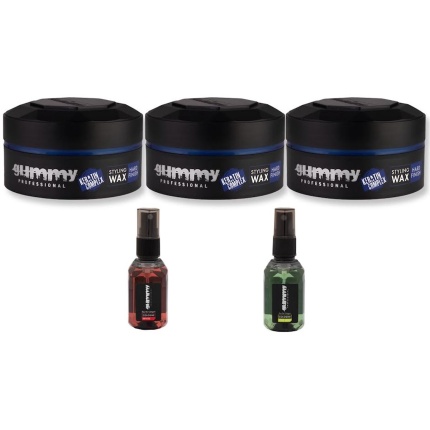 Gummy Styling Wax Hard Finish 3 x 150 ml + 2 Gummy Barber Cologne