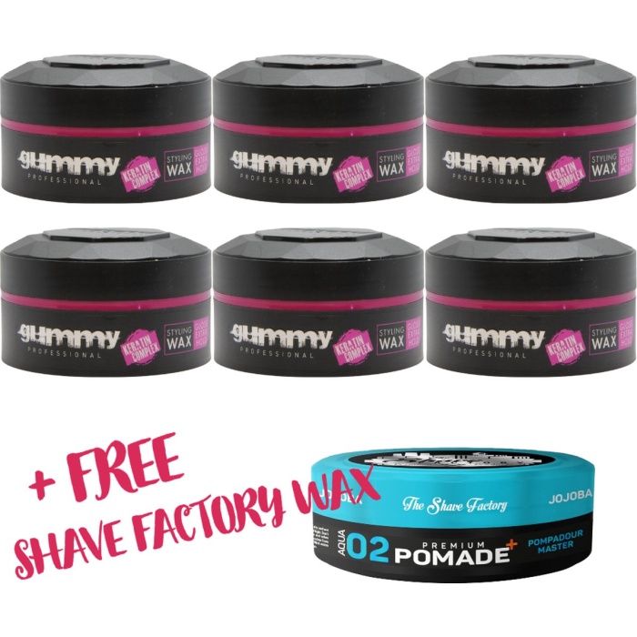 Gummy Wax Extra Gloss 6-pack + gratis The Shave Factory Wax