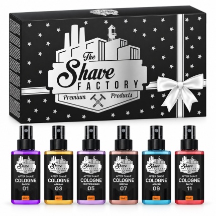 The Shave Factory After Shave Cologne Gift Set 01 – Pacific, Arabian, Mediterranean, Caspian, Aegean & Baltic – 6 x 50 ml
