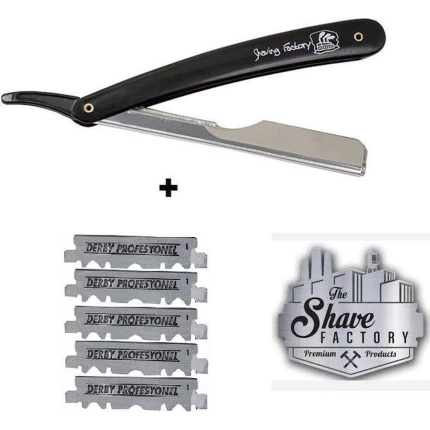The Shave Factory Straight Razor + 5 Derby mesjes