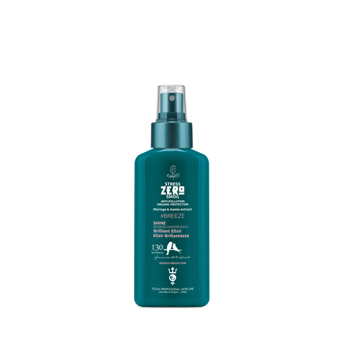 TECNA Stress Zero Smog #Breeze Shine Brilliant Elixir 130 De TECNA Stress Zero Smog #Breeze Shine Brilliant Elixir is een professionele glans- en finishing spray die ontwikkeld is om het haar een verzorgde, gladde en stralende finish te geven. Ideaal voor dof, droog, pluizig of gestyled haar dat extra glans en een luxe salonuitstraling nodig heeft. Volgens de productverpakking bevat deze lijn Moringa- en Amla-extracten en biedt het product Heat/UV Protection. Belangrijkste voordelen - Geeft het haar direct meer glans - Helpt het haar gladder en verzorgder te laten ogen - Ideaal als finishing product na het föhnen of stylen - Helpt pluis en losse haren beter onder controle te houden - Ondersteunt een zachte en lichte finish - Met Moringa- en Amla-extracten - Heat/UV Protection volgens de productverpakking - Geschikt voor professioneel salon- en thuisgebruik Voor welk haartype? Bijzonder geschikt voor: - dof haar - droog haar - pluizig haar - gestyled haar - steil, golvend of krullend haar - haar dat extra glans en een verzorgde finish nodig heeft Gebruiksaanwijzing Breng TECNA #Breeze Shine Brilliant Elixir aan op droog of licht vochtig haar. Spray een kleine hoeveelheid gelijkmatig over de lengtes en punten. Vermijd overmatig gebruik bij de haaraanzet. Kam of verdeel het product licht met de handen. Niet uitspoelen. Gebruik als laatste stap van de stylingroutine voor extra glans en een professioneel afgewerkt resultaat. Professionele tip Spray eerst een kleine hoeveelheid op de handen of op enige afstand van het haar en verdeel daarna gelijkmatig. Zo voorkom je dat fijn haar te zwaar wordt. Gebruik het product na het föhnen of stijlen voor een extra glanzende salonfinish. Resultaat Na gebruik ziet het haar er: - glanzender - gladder - zachter - meer verzorgd - professioneler afgewerkt uit. Premium webshoptekst TECNA Stress Zero Smog #Breeze Shine Brilliant Elixir is een luxe finishing spray voor klanten die hun haar extra glans, zachtheid en een professionele salonfinish willen geven. De lichte formule helpt dof en pluizig haar er gladder, verzorgder en stralender uit te laten zien. Ideaal als laatste stap na föhnen, stijlen of andere styling. Verkrijgbaar bij Flaka.be.